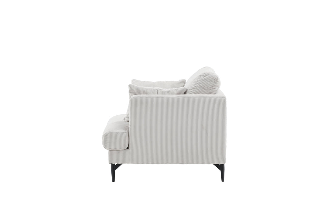 Sofia fåtölj beige manchester och svart stål
