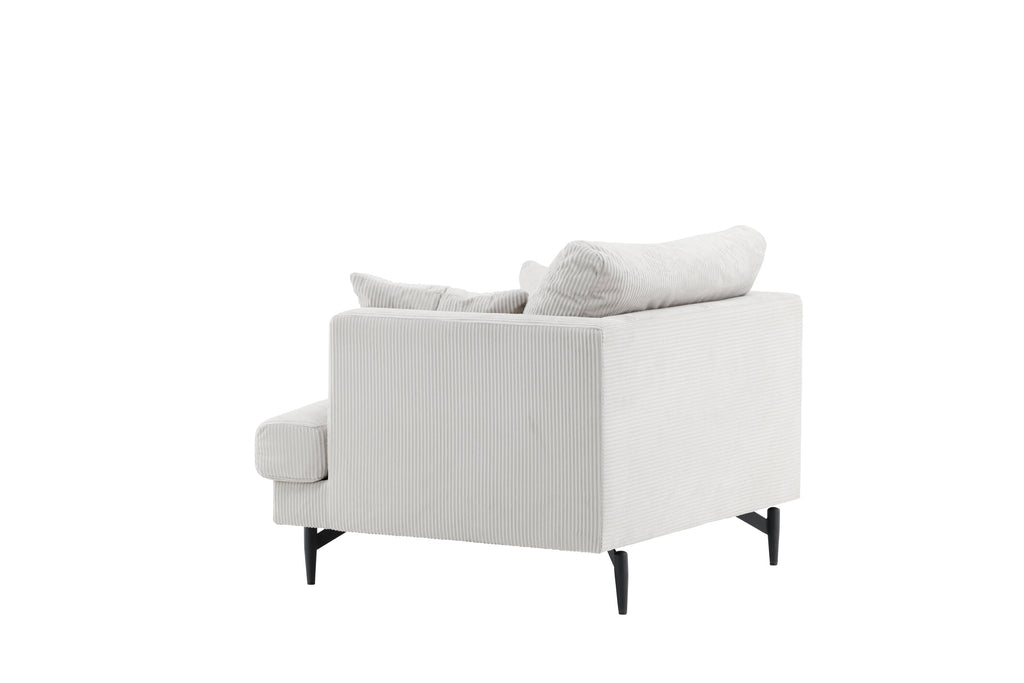 Sofia fåtölj beige manchester och svart stål