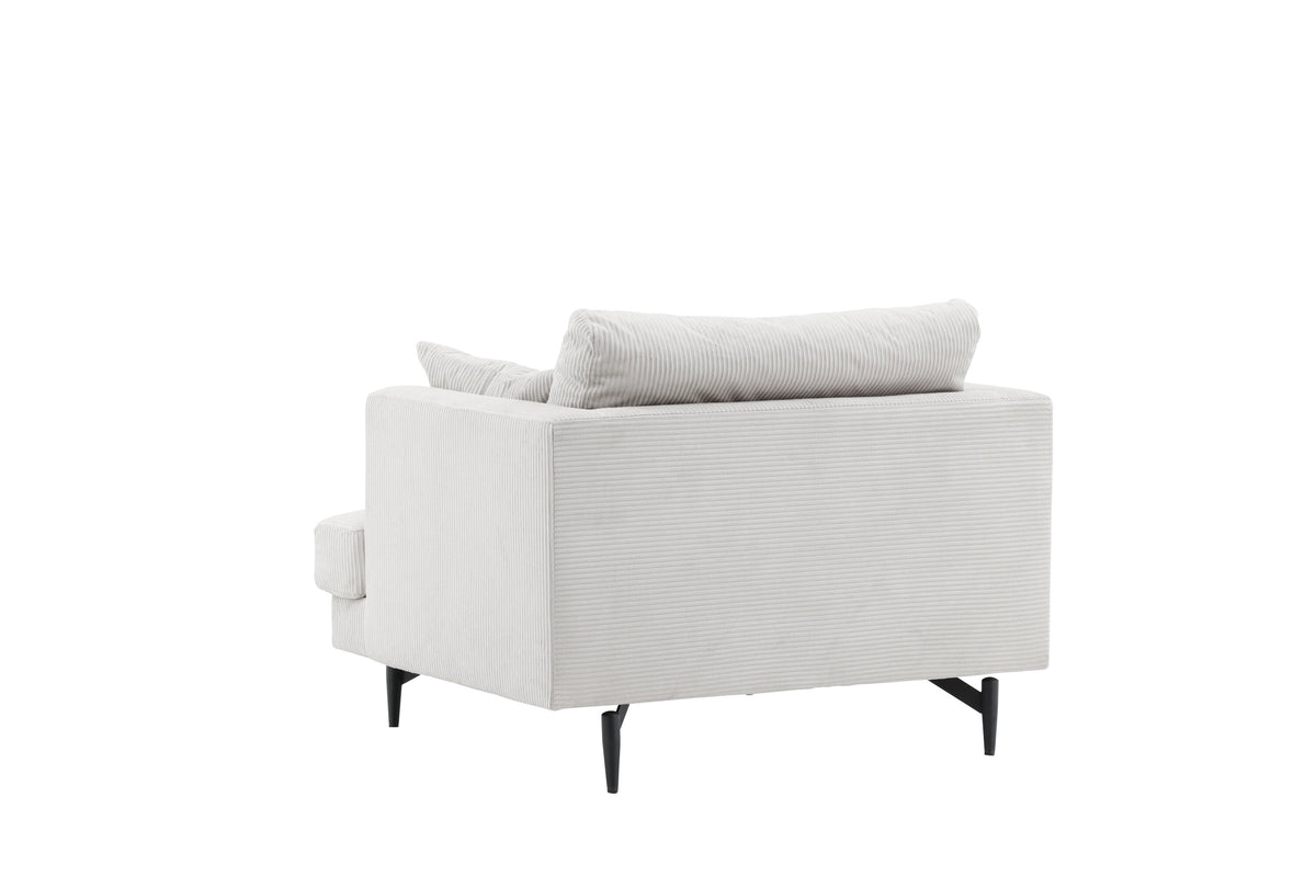 Sofia fåtölj beige manchester och svart stål