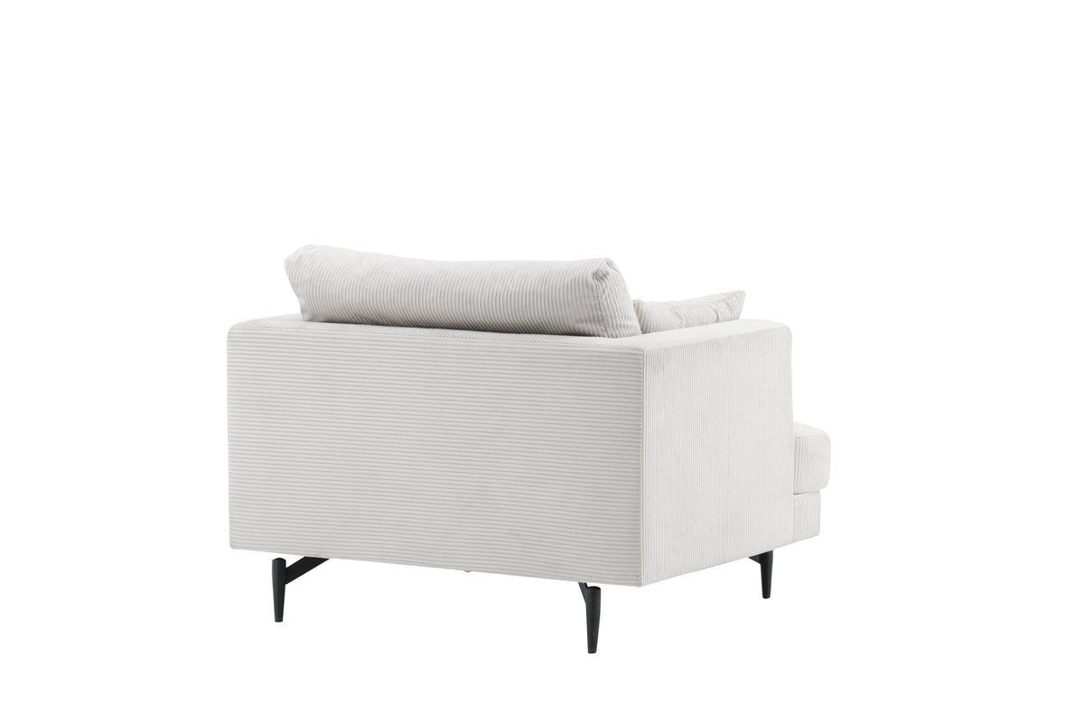 Sofia fåtölj beige manchester och svart stål