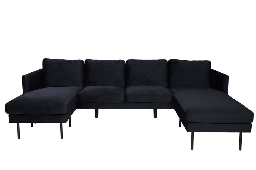 Zoom U-soffa svart sammet
