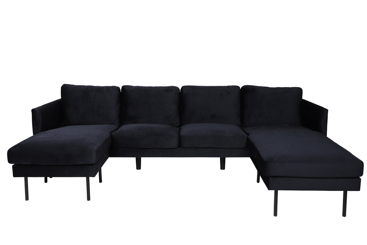 Zoom U-soffa svart sammet