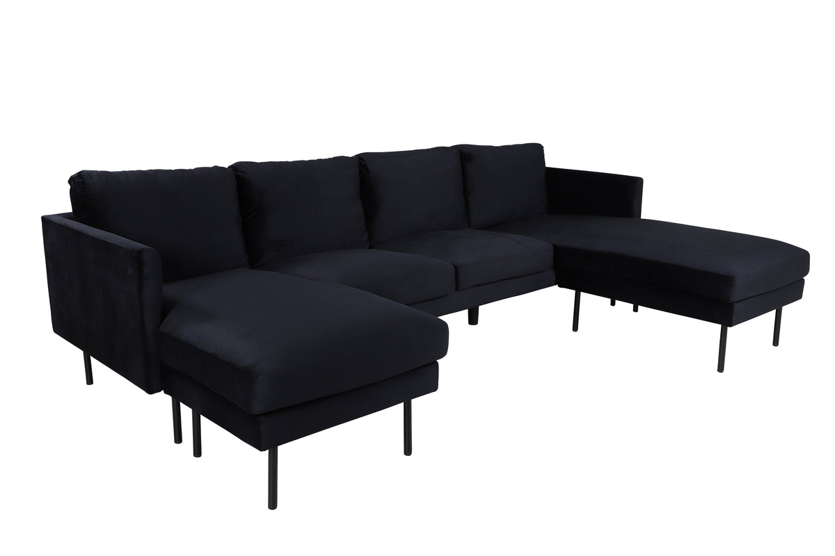 Zoom U-soffa svart sammet