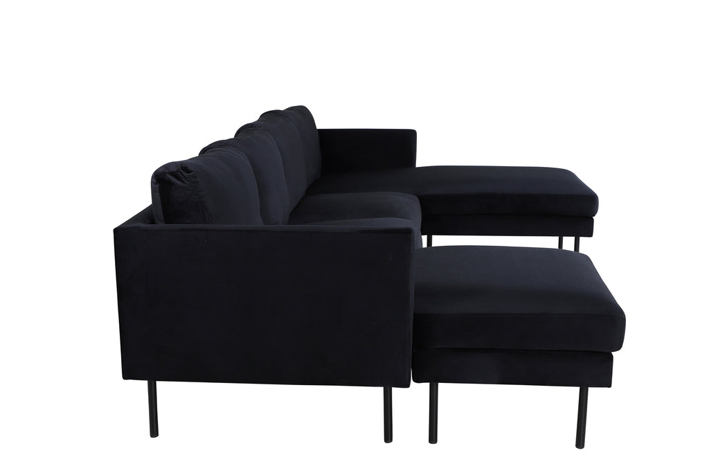 Zoom U-soffa svart sammet