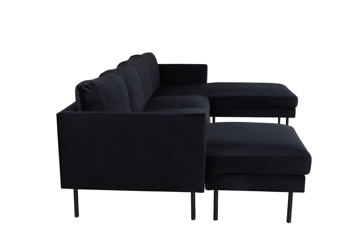Zoom U-soffa svart sammet
