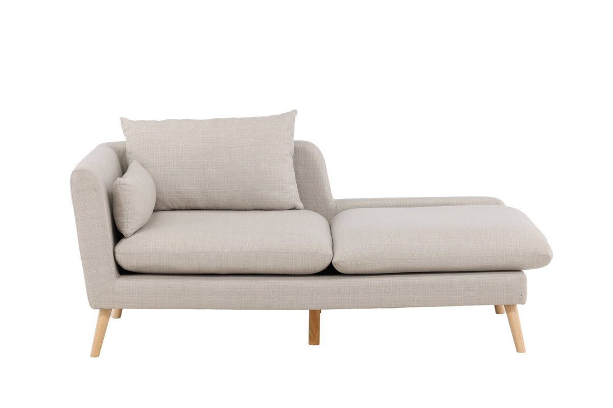 Tacoma 2-sitssoffa beige tyg med linnekänsla och ljus träimitation
