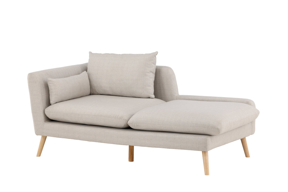 Tacoma 2-sitssoffa beige tyg med linnekänsla och ljus träimitation