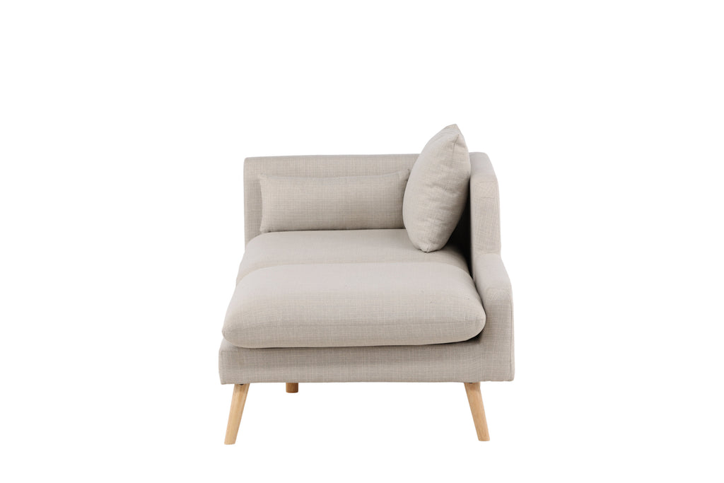 Tacoma 2-sitssoffa beige tyg med linnekänsla och ljus träimitation
