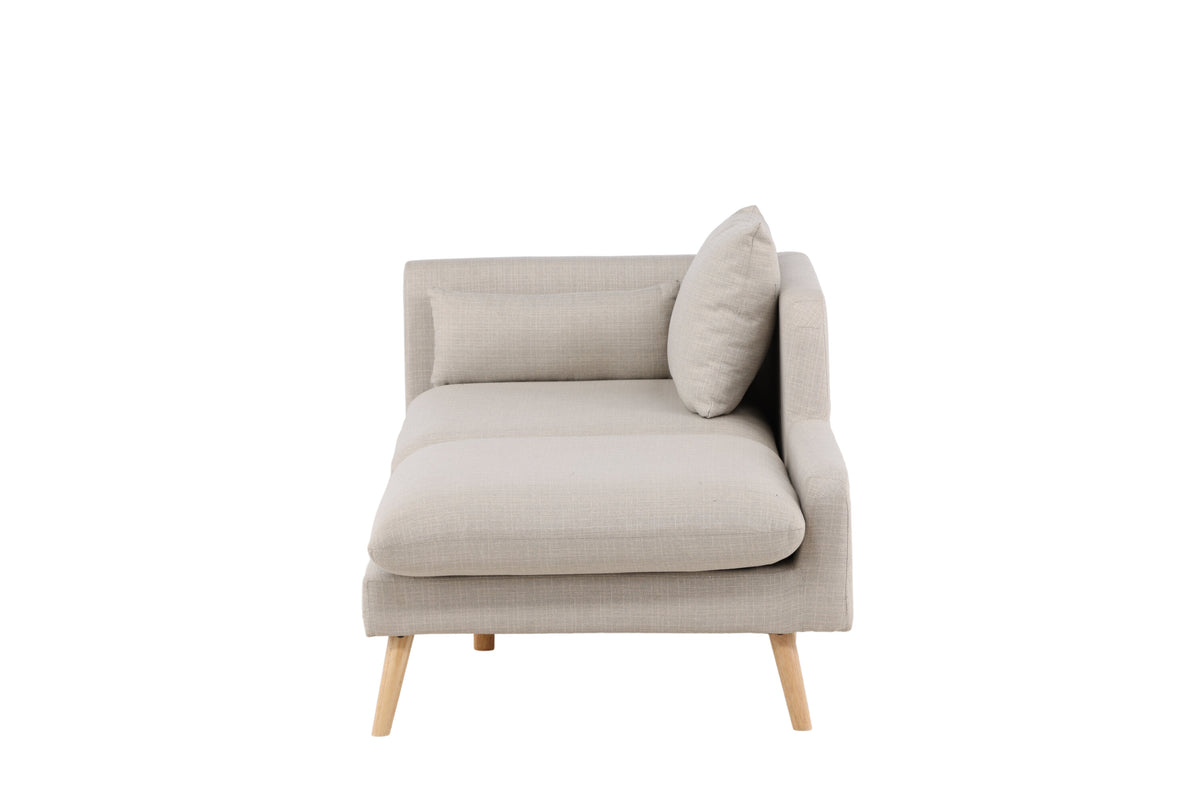 Tacoma 2-sitssoffa beige tyg med linnekänsla och ljus träimitation