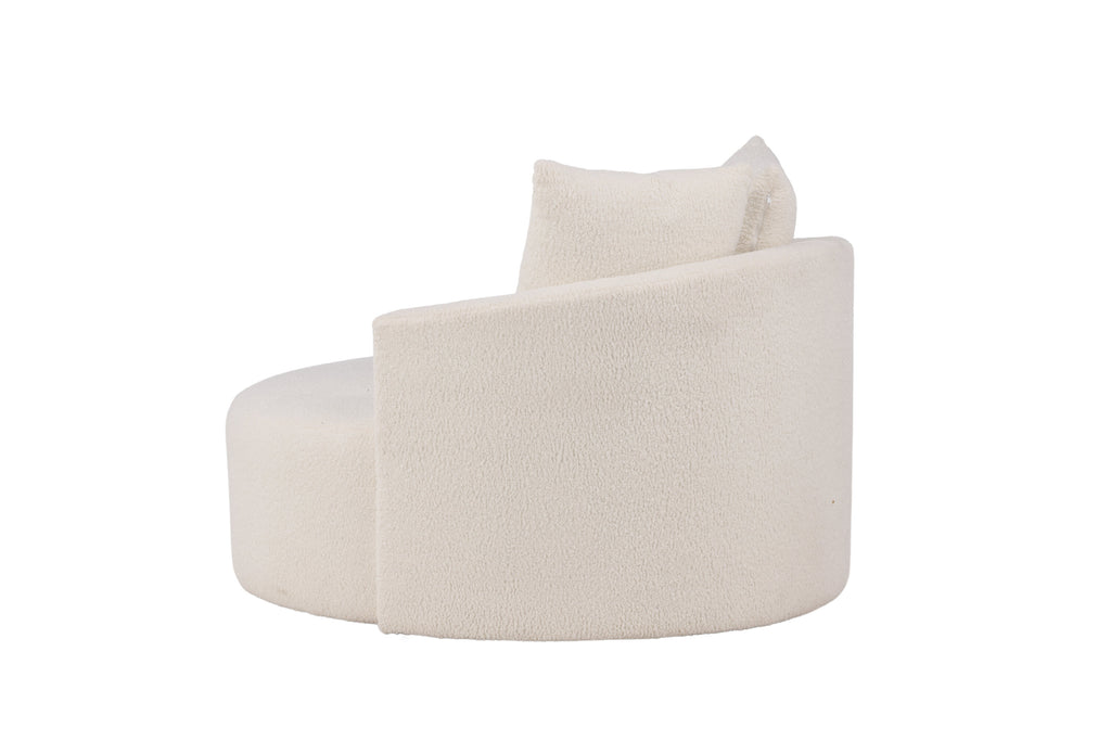 Kelso 2-sitssoffa vit teddy med trästomme