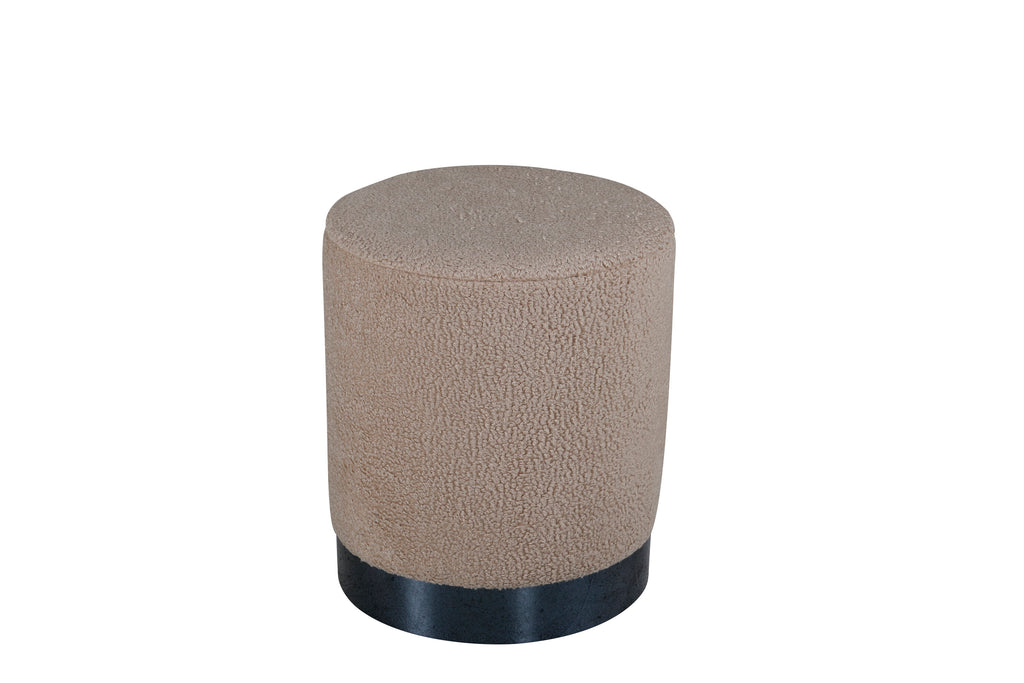 Benji sittpuff beige teddytyg och svart stål