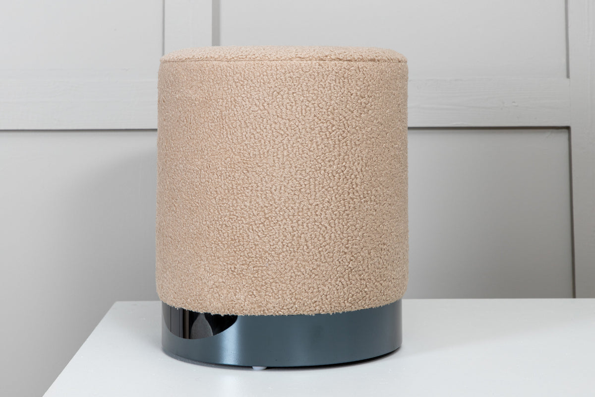 Benji sittpuff beige teddytyg och svart stål