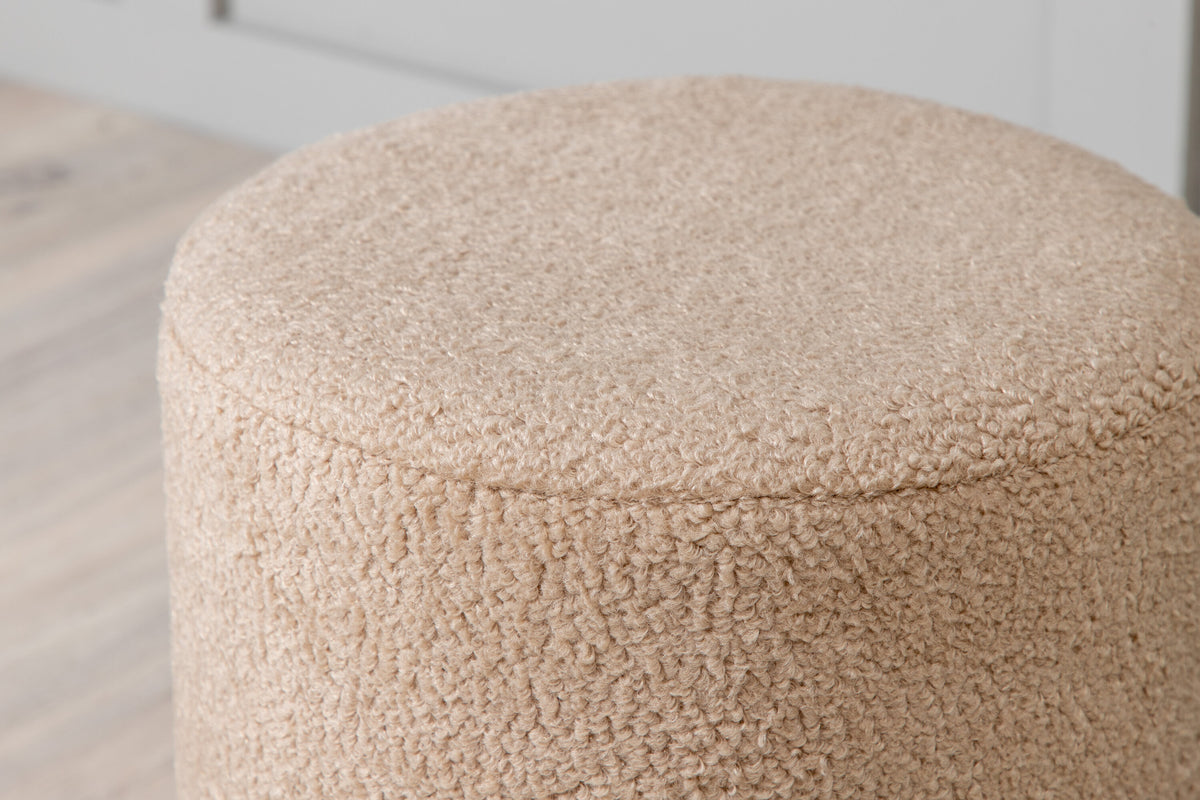 Benji sittpuff beige teddytyg och svart stål