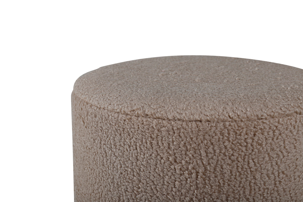 Benji sittpuff beige teddytyg och svart stål