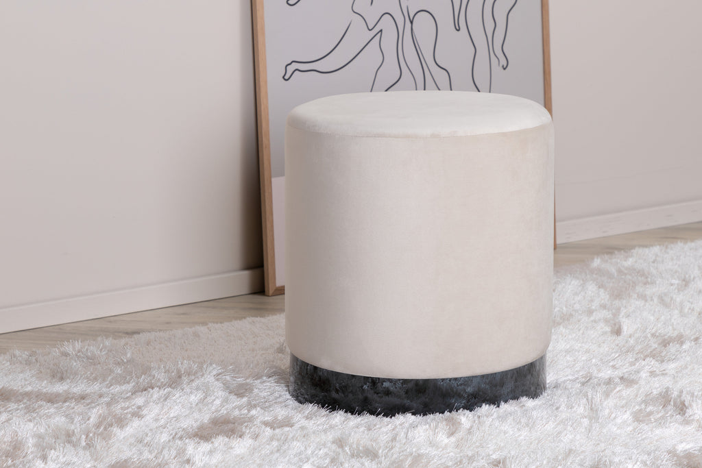 Benji sittpuff beige sammet och svart stål