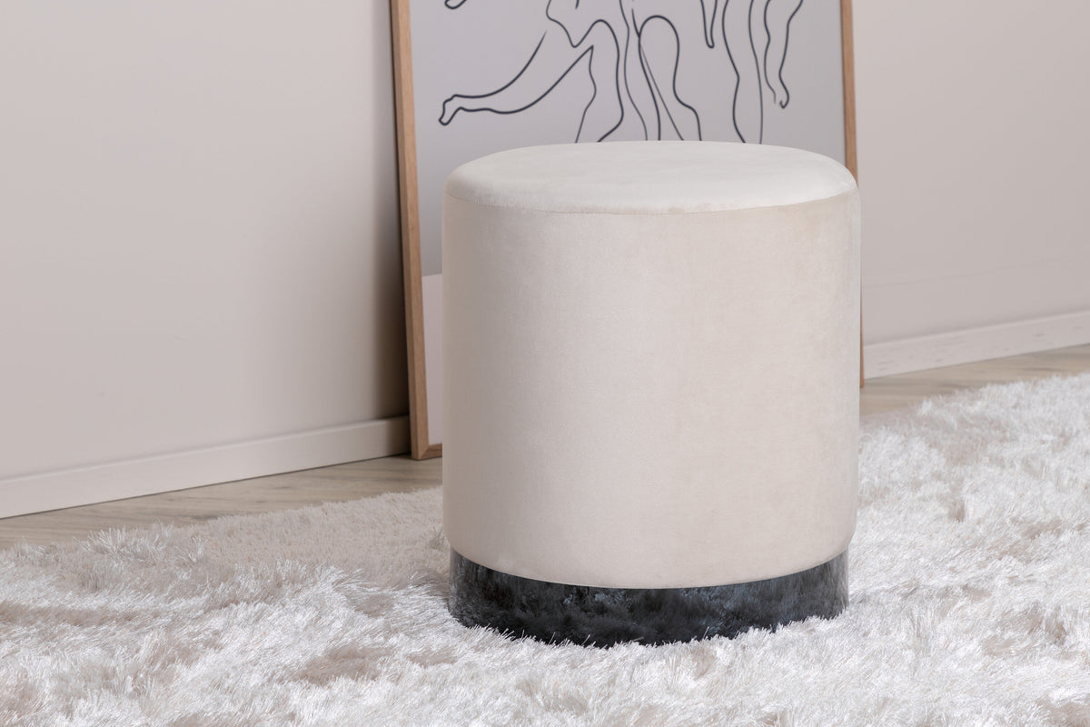 Benji sittpuff beige sammet och svart stål