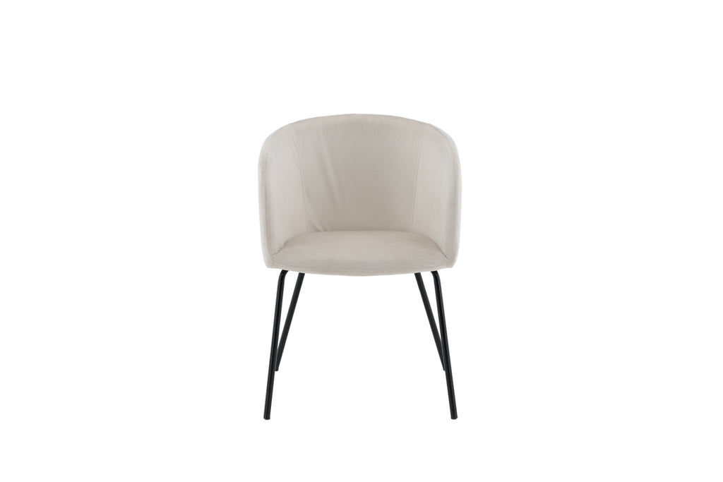 Berit matstol beige sammet med svart underrede