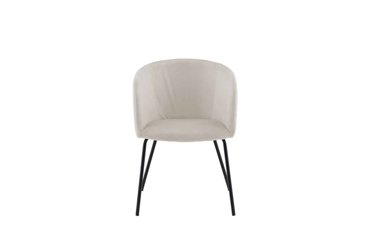 Berit matstol beige sammet med svart underrede