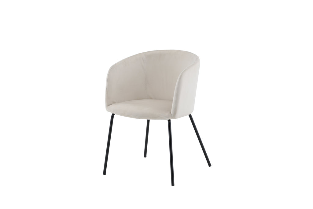 Berit matstol beige sammet med svart underrede