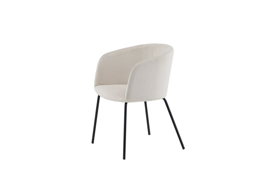 Berit matstol beige sammet med svart underrede