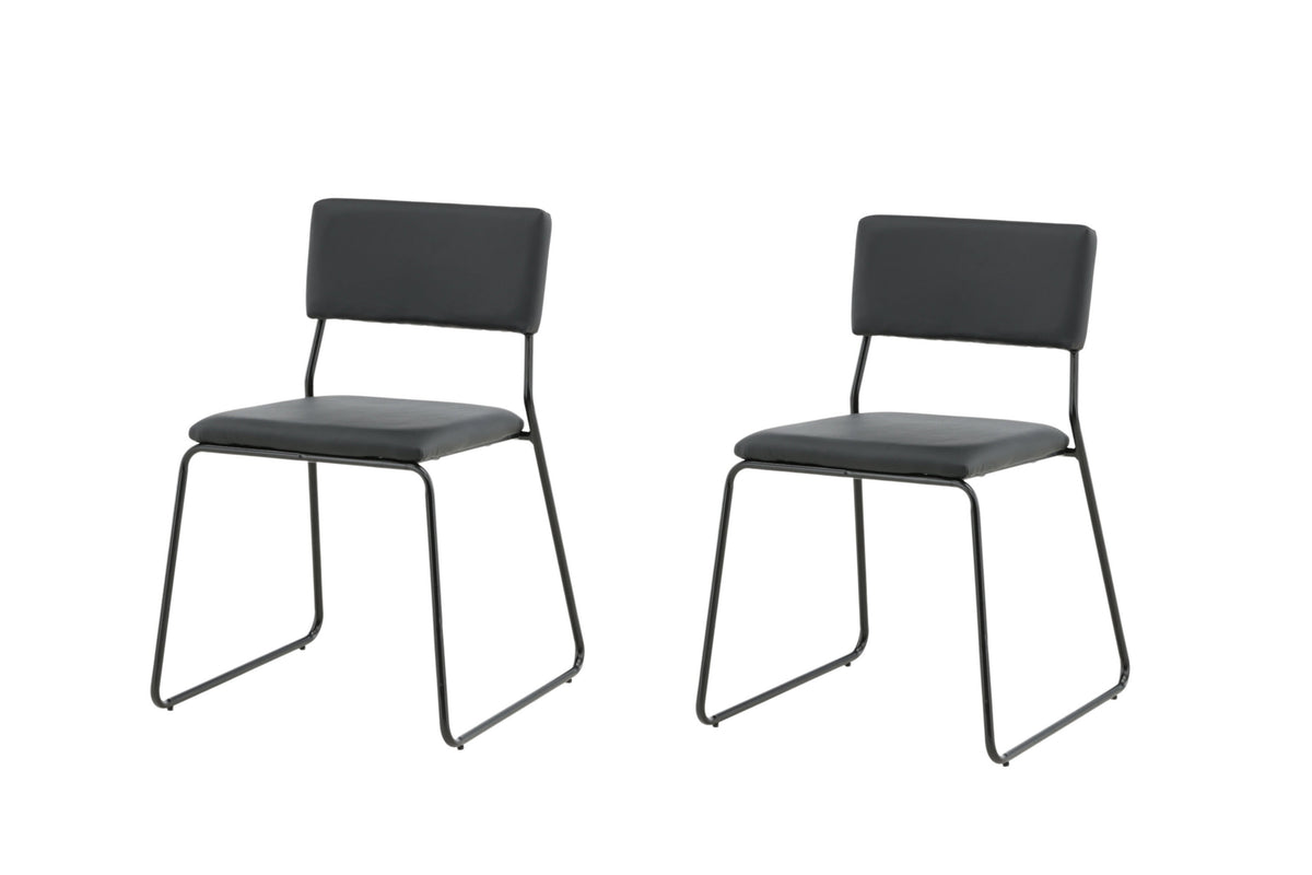 Kenth matstol 2-pack svart stål och konstläder