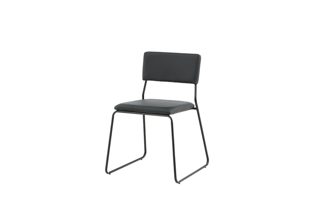 Kenth matstol 2-pack svart stål och konstläder