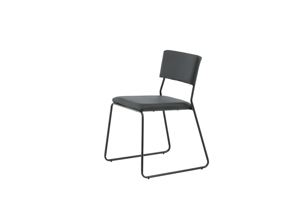 Kenth matstol 2-pack svart stål och konstläder