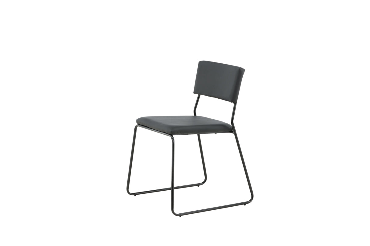 Kenth matstol 2-pack svart stål och konstläder