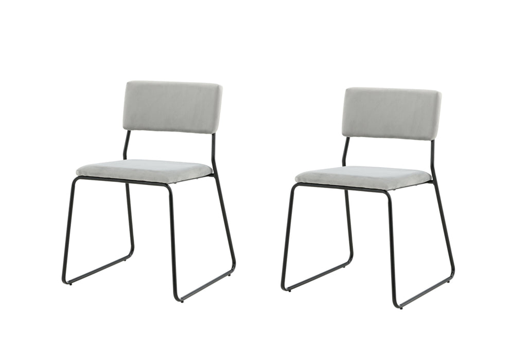 Kenth matstol 2-pack svart stål och ljusgrå sammet