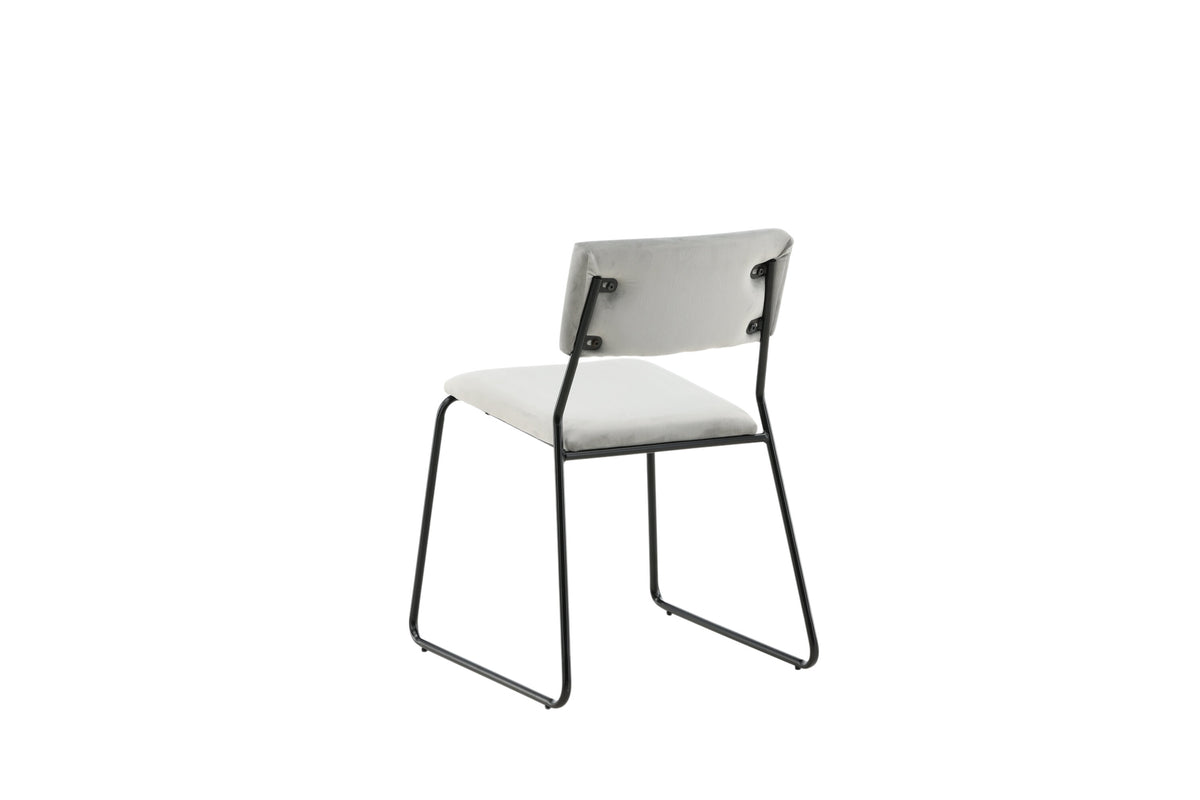 Kenth matstol 2-pack svart stål och ljusgrå sammet