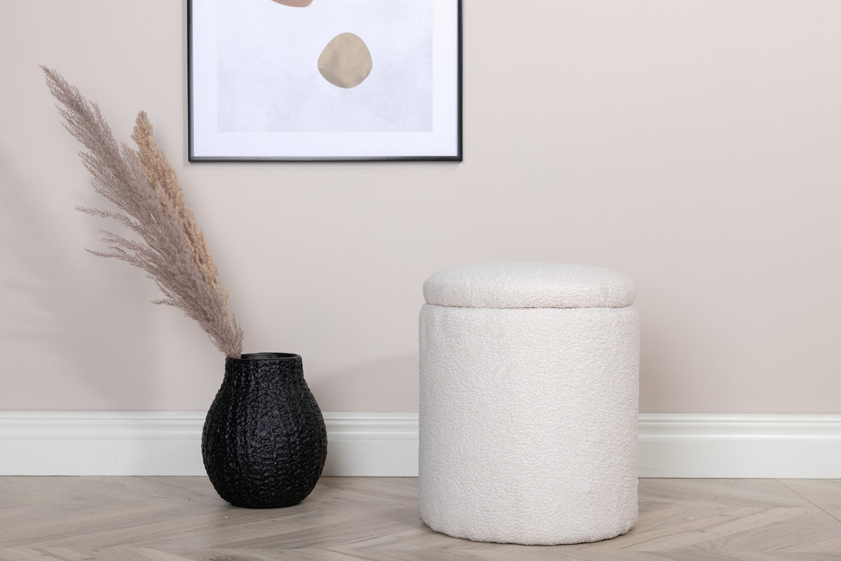 Limpen sittpuff benvitt teddytyg