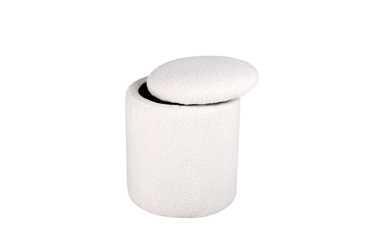 Limpen sittpuff benvitt teddytyg