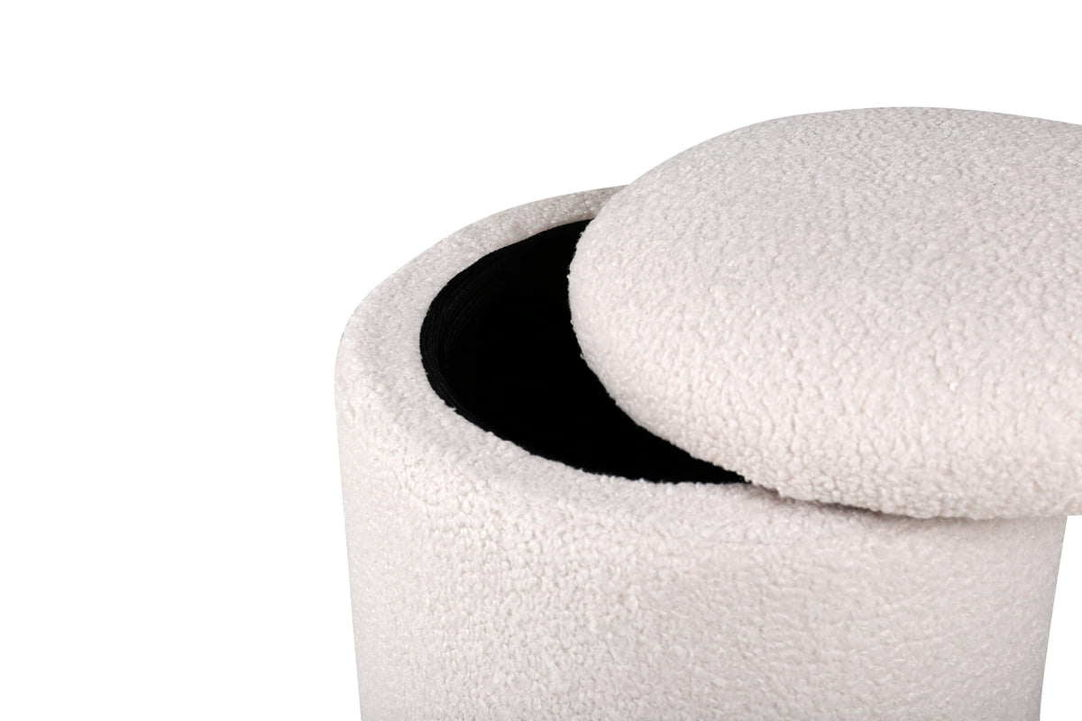 Limpen sittpuff benvitt teddytyg