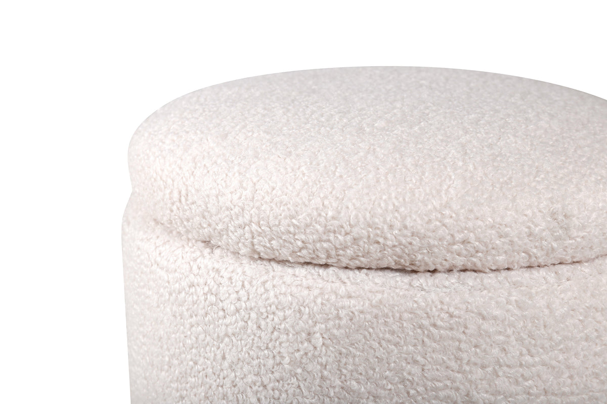 Limpen sittpuff benvitt teddytyg