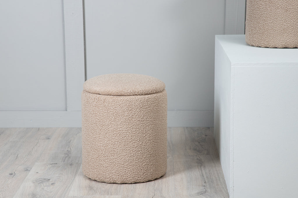 Limpen sittpuff beige teddytyg