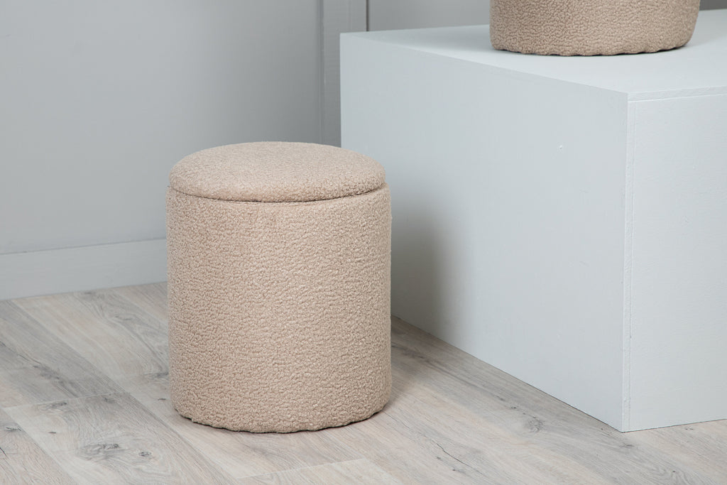 Limpen sittpuff beige teddytyg