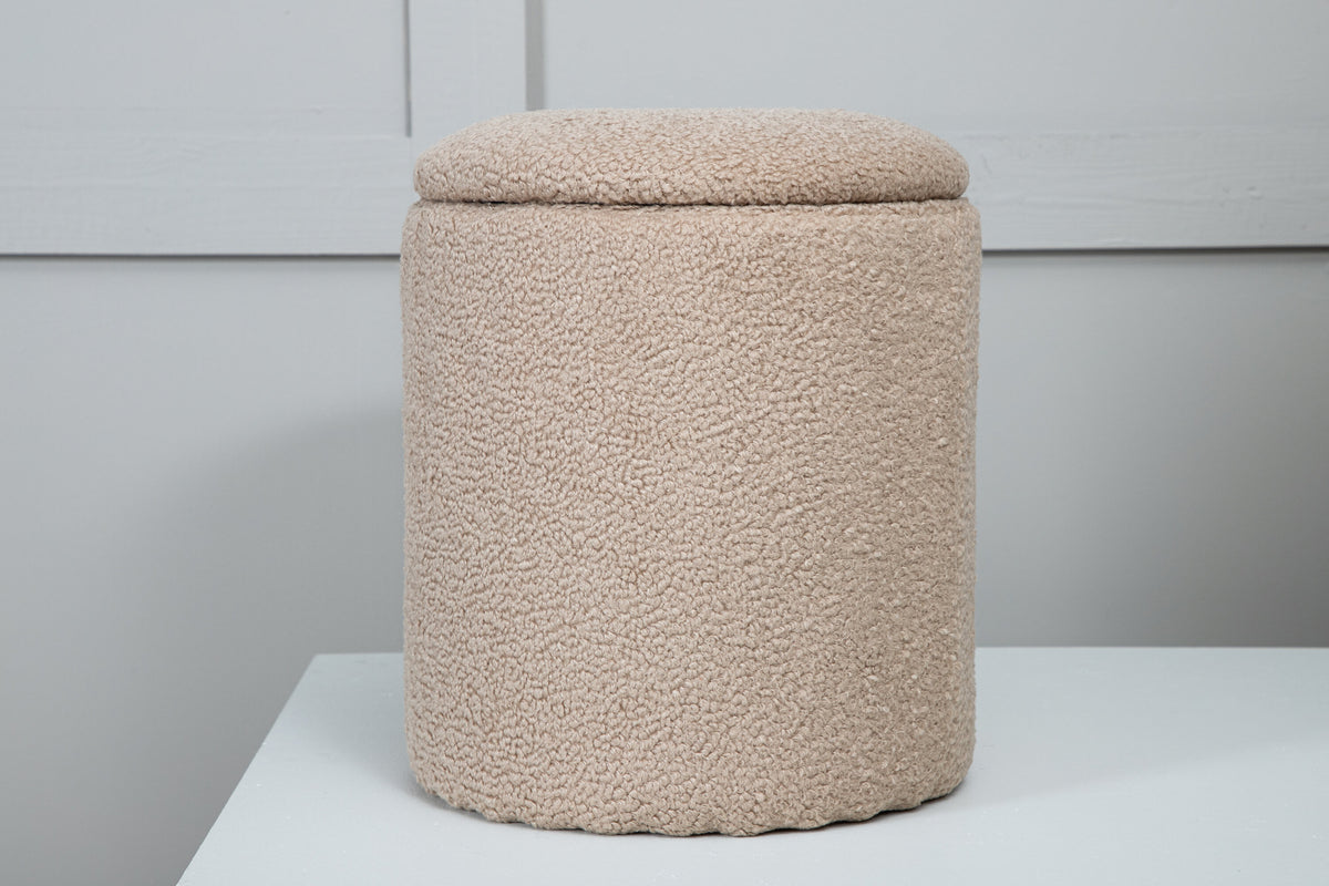 Limpen sittpuff beige teddytyg