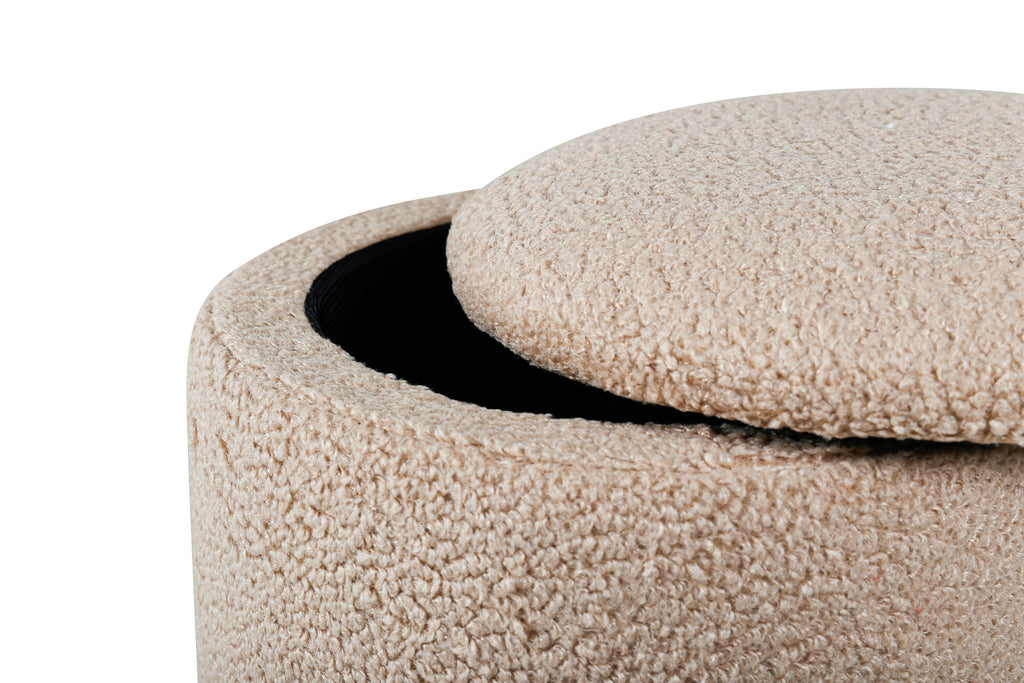 Limpen sittpuff beige teddytyg