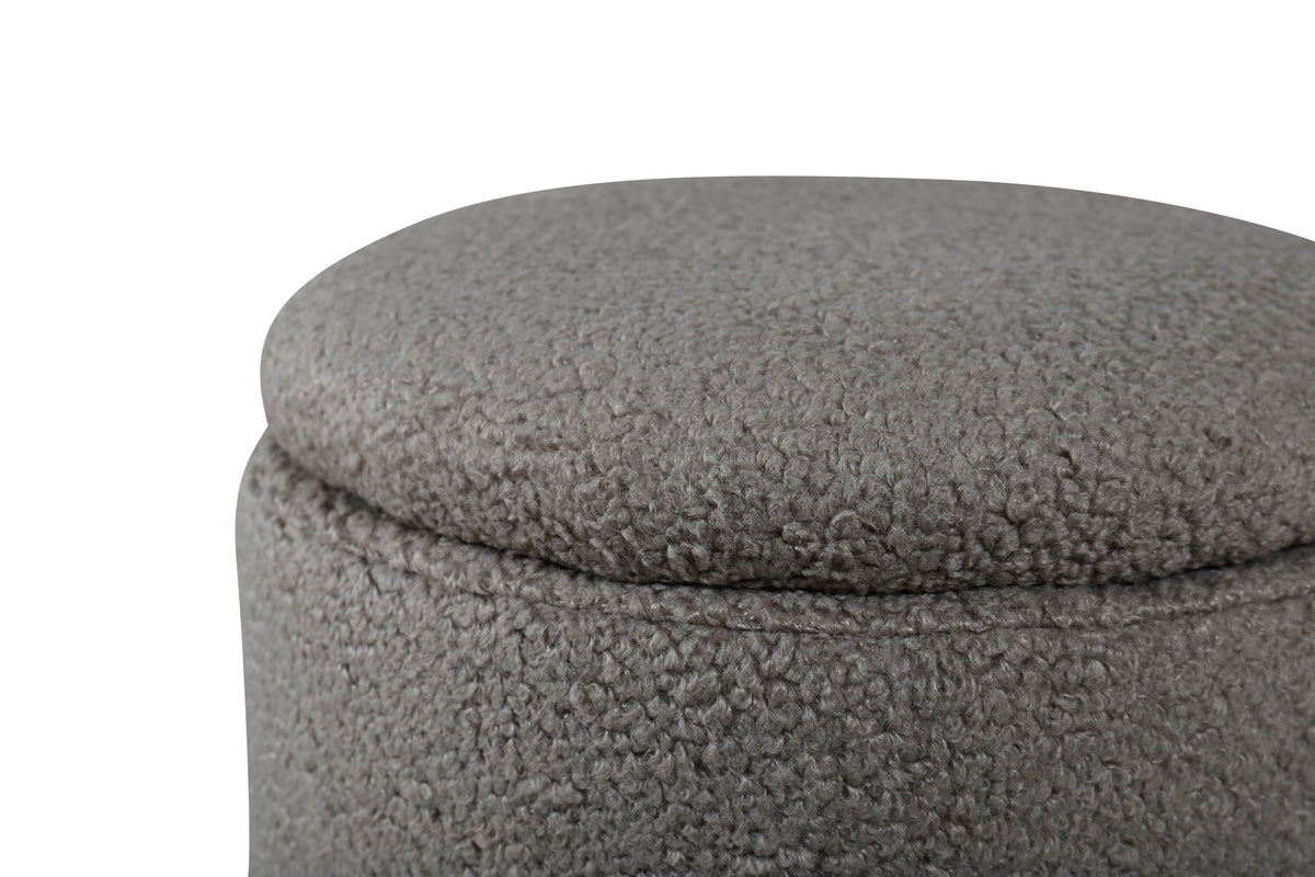 Limpen sittpuff gråbeige teddytyg
