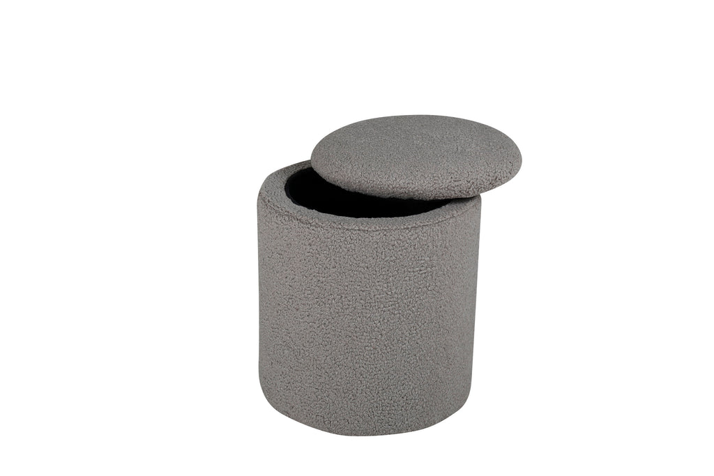 Limpen sittpuff gråbeige teddytyg