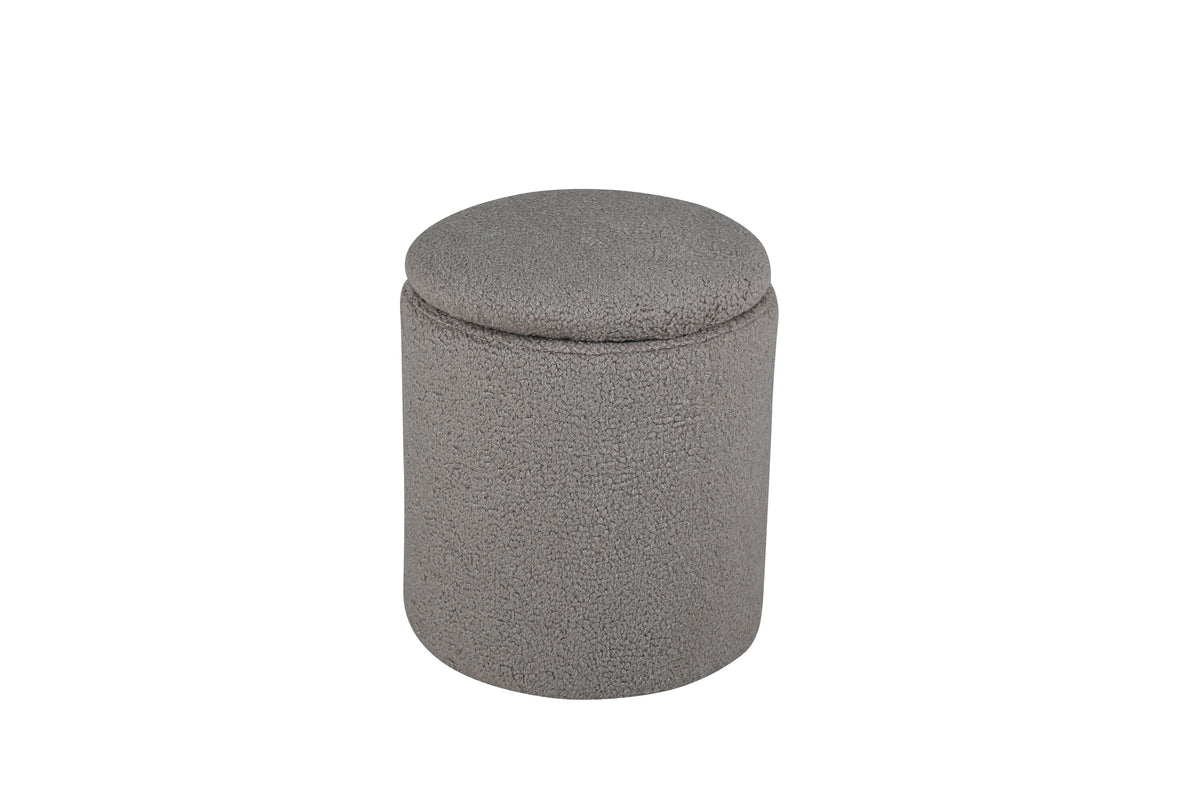 Limpen sittpuff gråbeige teddytyg