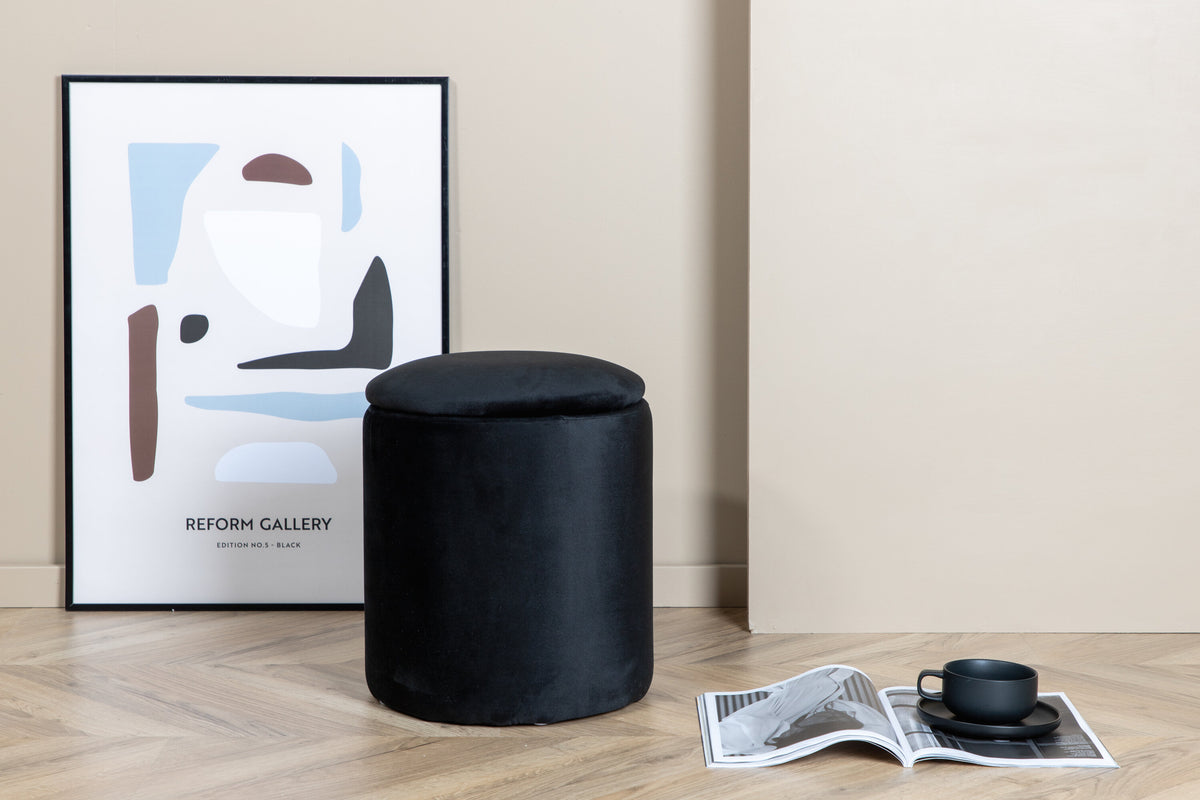 Limpen sittpuff svart sammet