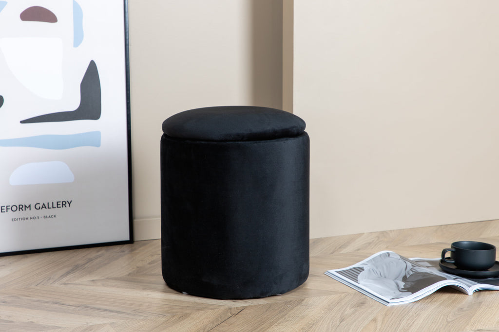 Limpen sittpuff svart sammet