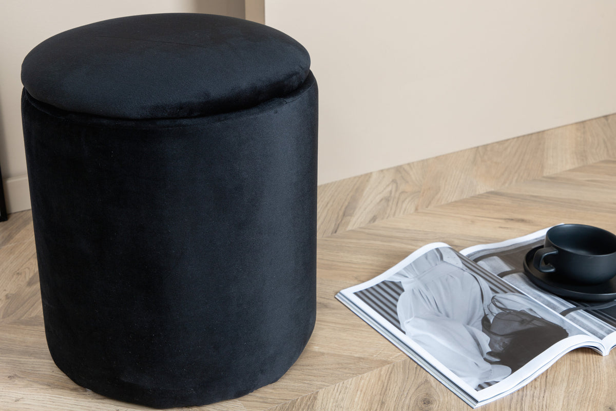 Limpen sittpuff svart sammet
