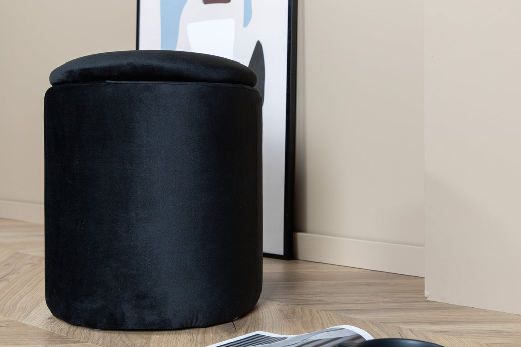 Limpen sittpuff svart sammet