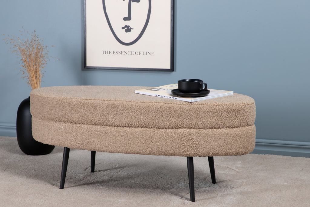 Otto sittpuff svart/beige teddytyg
