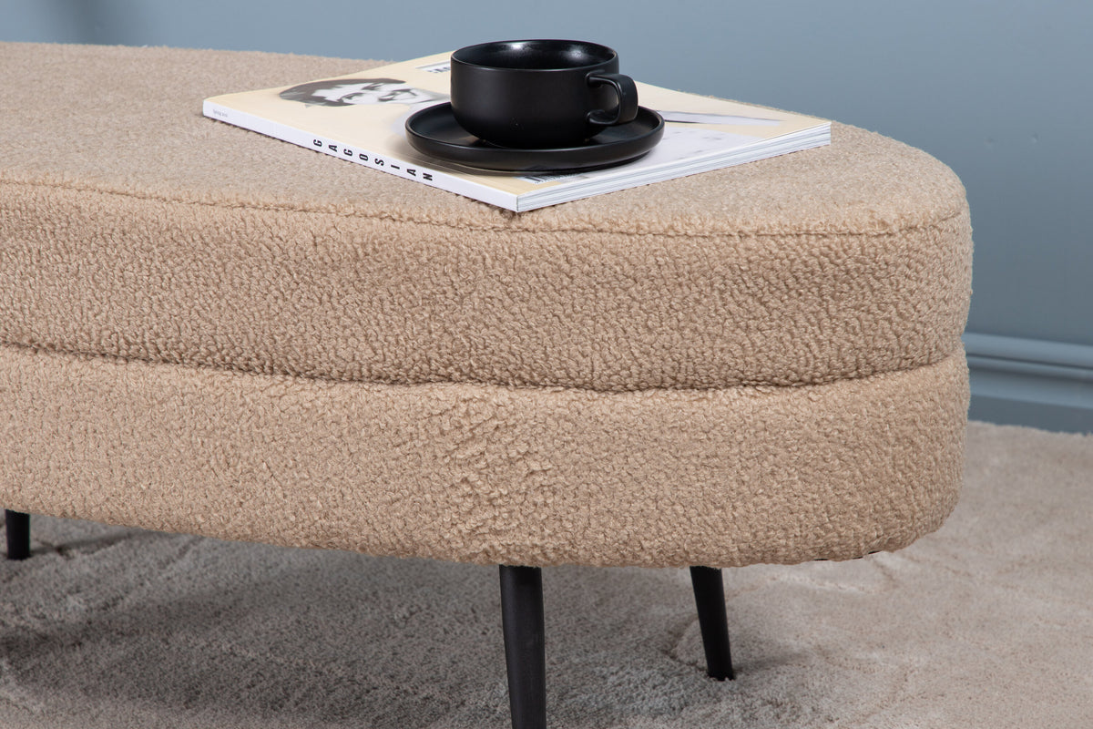 Otto sittpuff svart/beige teddytyg