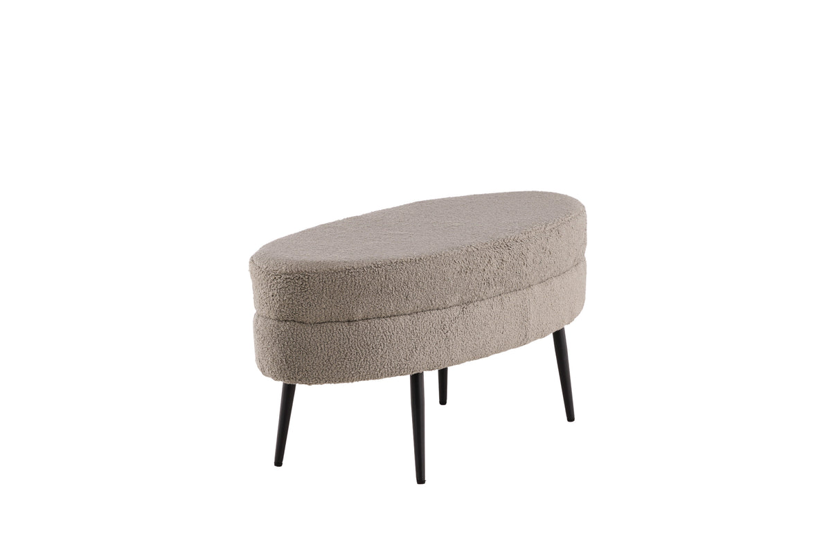 Otto sittpuff svart/gråbeige teddytyg
