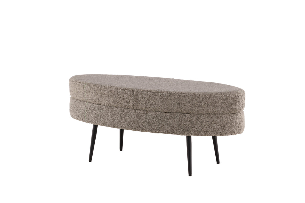 Otto sittpuff svart/gråbeige teddytyg