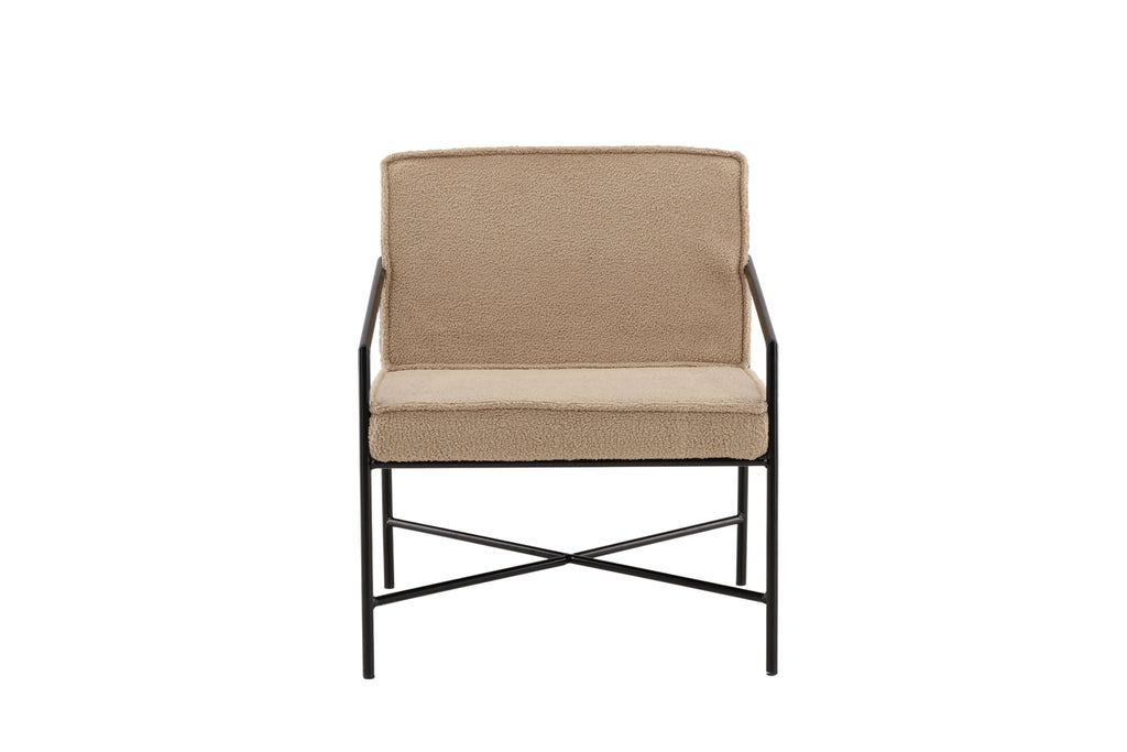Rakel fåtölj beige teddytyg med svart underrede